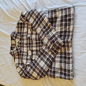 Lucky Sz Small Plaid Shacket Brown/Cream NWT Soft/Lightweight